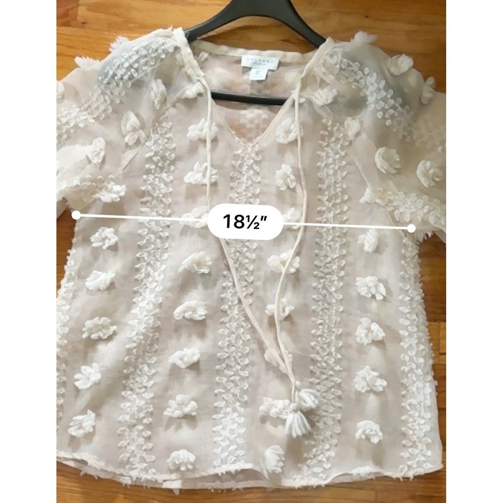 Calypso St Barth Women Peasant Top S Floral Textured Boho Quiet Luxury Old Money - Picture 9 of 9